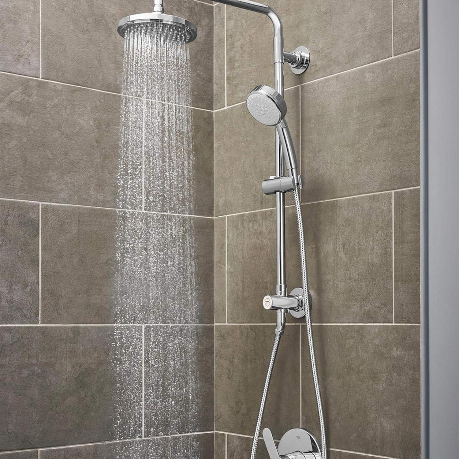 Chrome Dual Shower Head with Handheld and Adjustable Rail