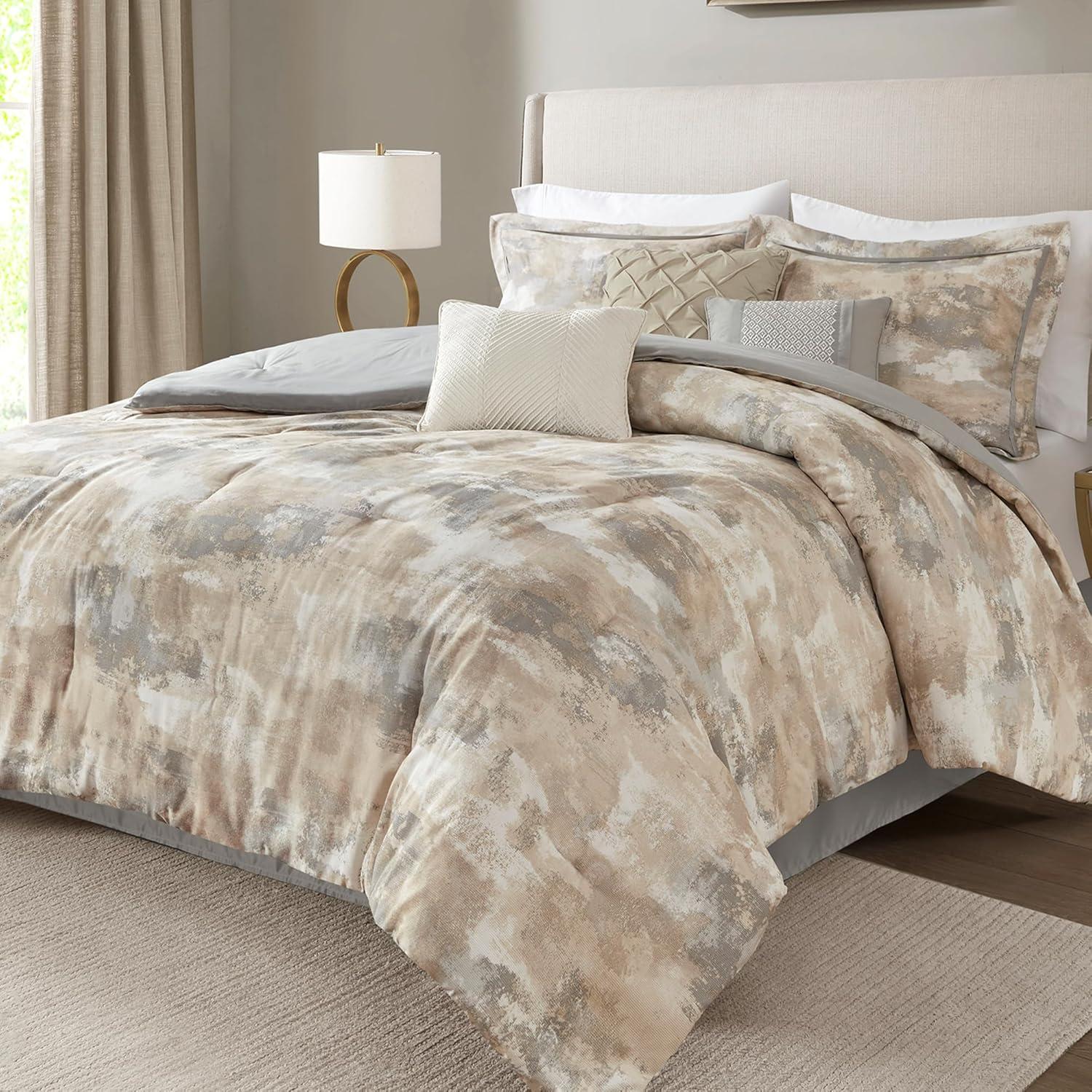 Madison Park Beacon 7 Piece Textured Cotton Blend Comforter Set (Set of 7)
