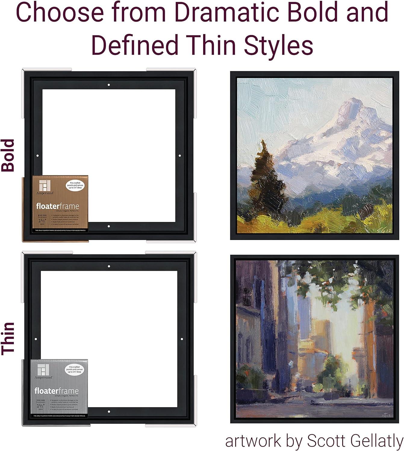 Ampersand Art Floaterframe, Bold Edge, 1-1/2", 12" x 12", Black