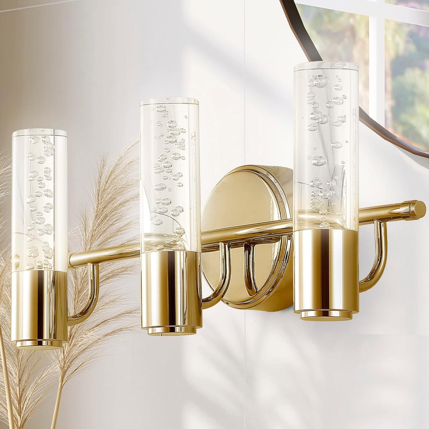 JONATHAN Y Bolha 18" 3-Light Minimalist Modern Bubble Acrylic/Iron Integrated LED Vanity Light, Black