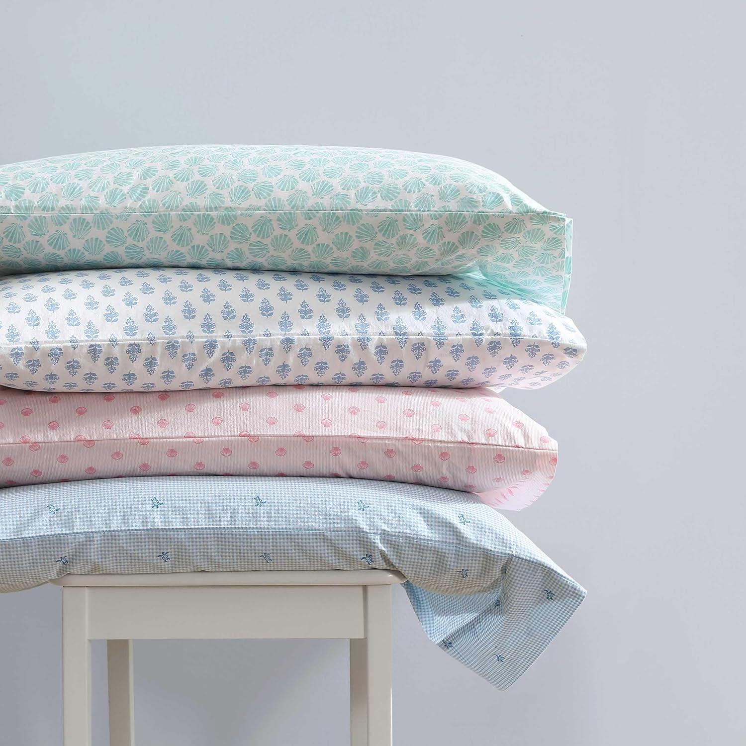 Margate Shells Blue Cotton Percale Full Sheet Set