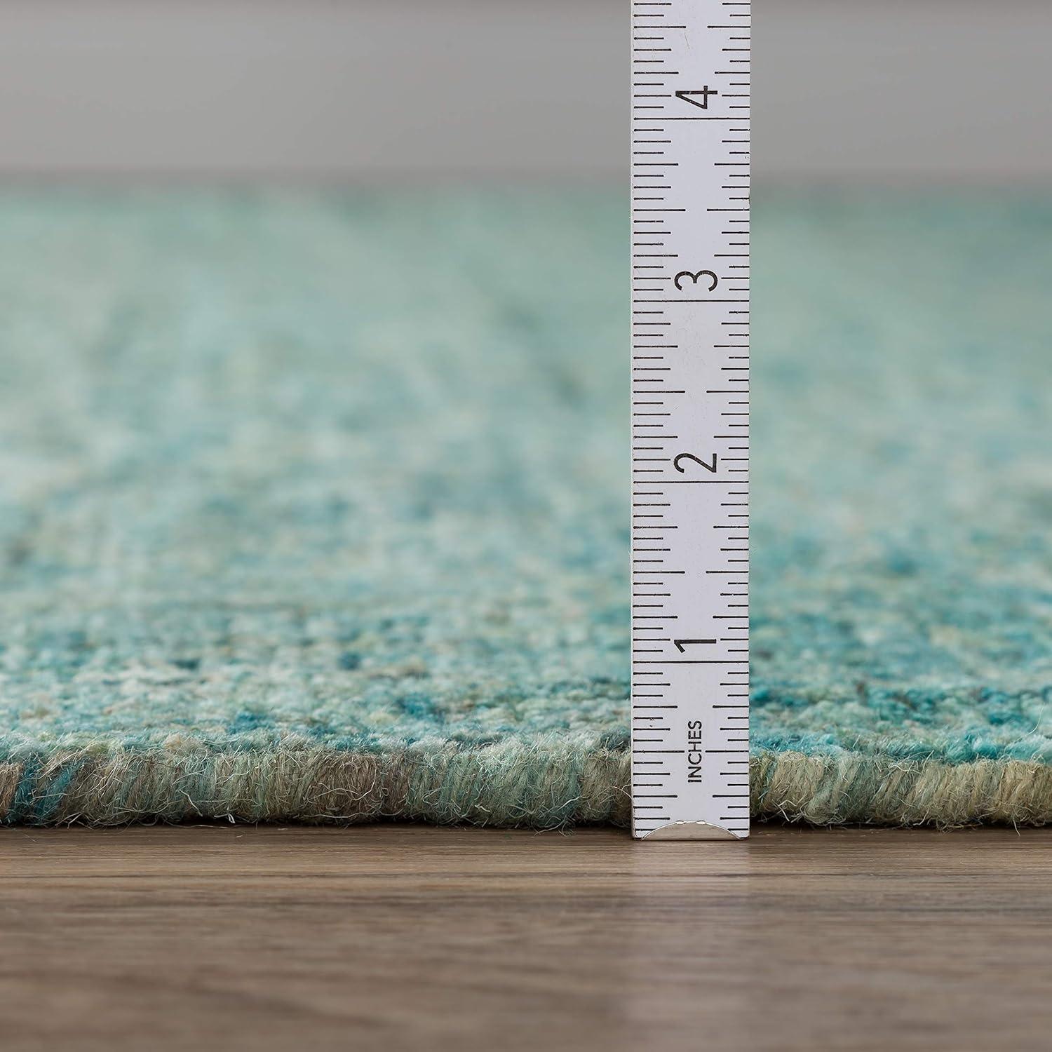 Handmade Turquoise & Teal Wool Rectangular Rug 3'6" x 5'6"