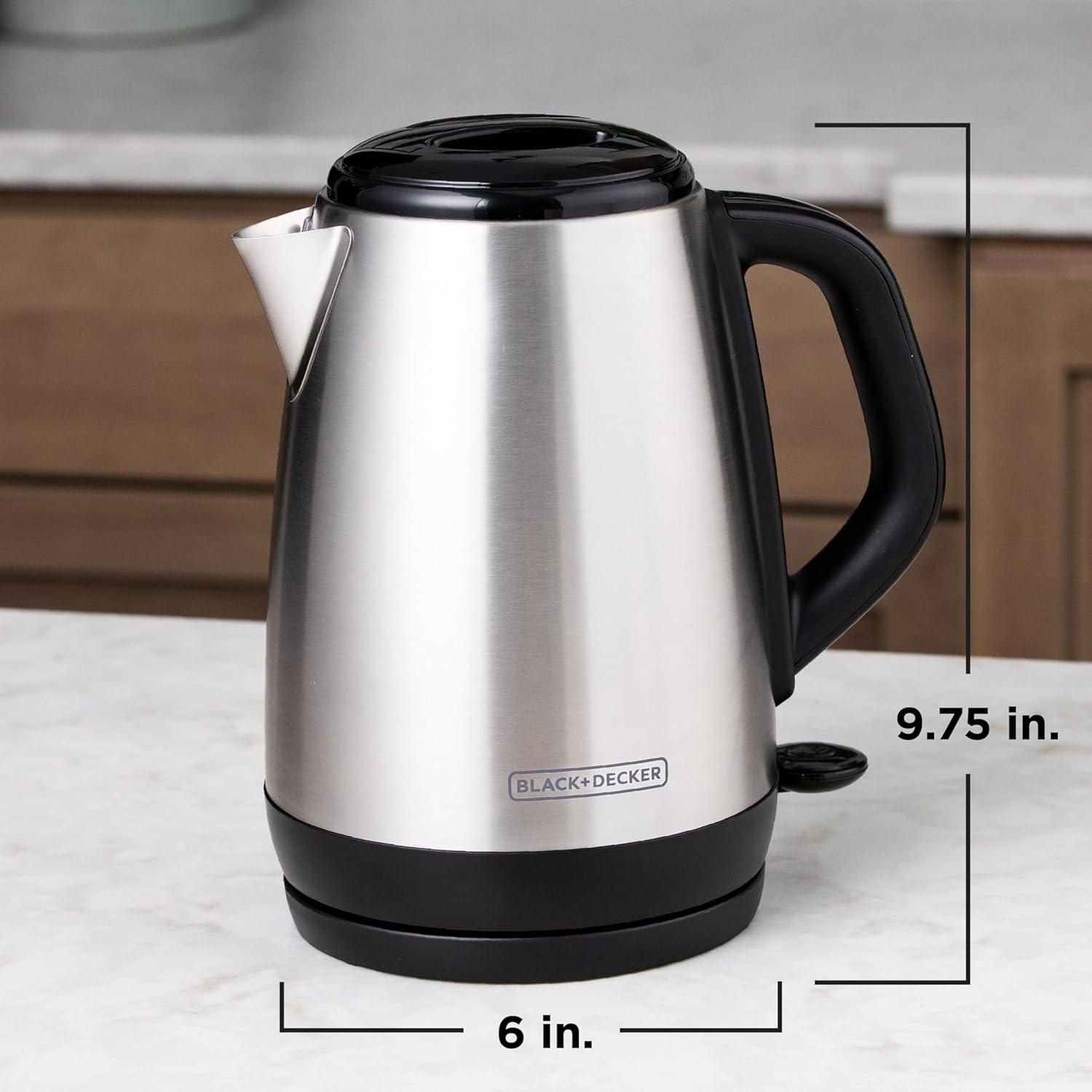 BLACK+DECKER 1.7L Polished Stainless Steel Cordless Electric Kettle