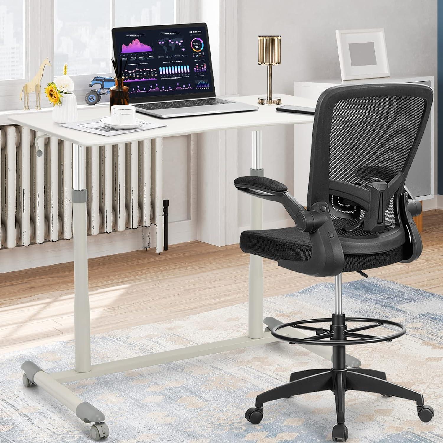 Costway Height Adjustable Computer Desk Sit to Stand Rolling Notebook Table Portable