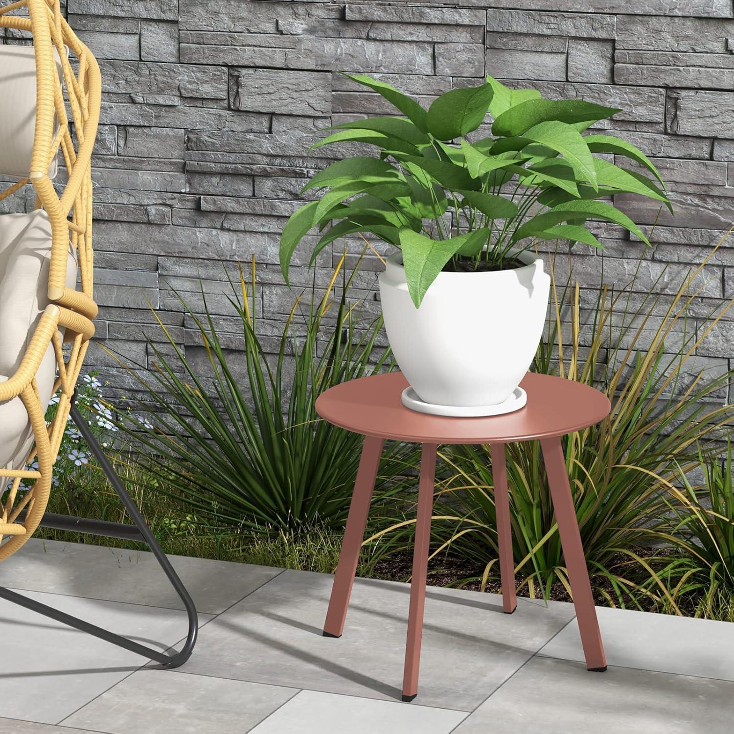 Grand patio Outdoor Side Table Round End Table with Square Feet Small Accent Table Great for Patio Balcony