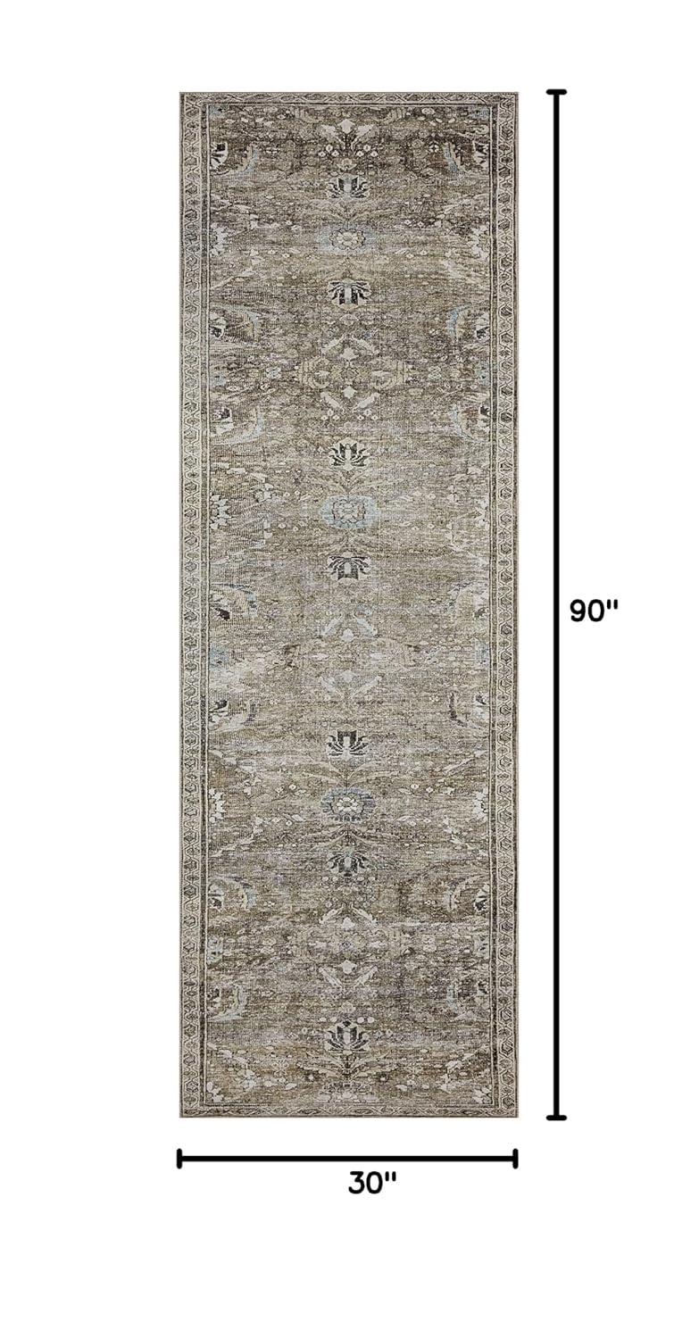 Loloi II Layla LAY-13 Printed Antique / Moss Oriental Area Rug 2'-6" x 7'-6"