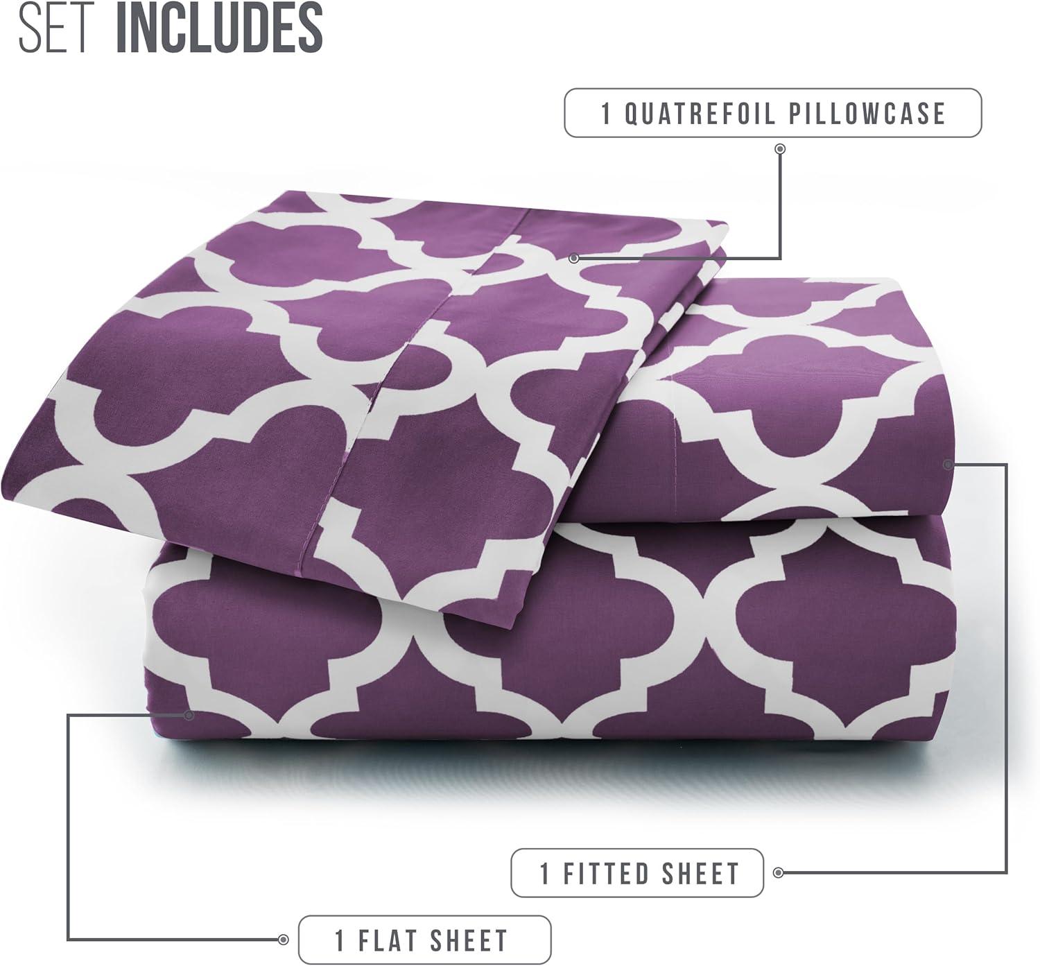 Lux Decor Collection Lux Decor Collection 1800 Series Soft Microfiber Bed Sheets Set Geometric Quatrefoil Bedding