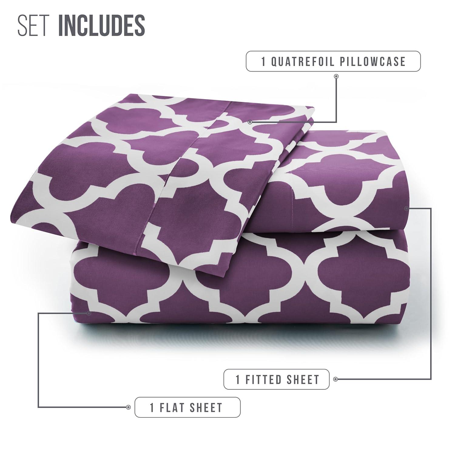 Lux Decor Collection Lux Decor Collection 4 Pc Soft Microfiber Bed Sheets Set Geometric Quatrefoil Bedding