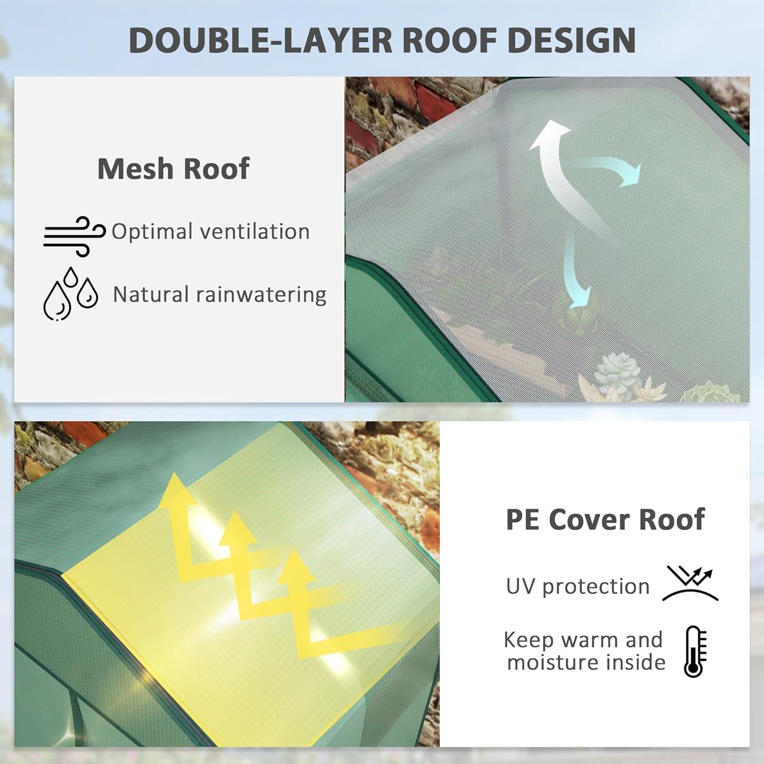 Green Portable 4-Tier Mini Greenhouse with PE Cover