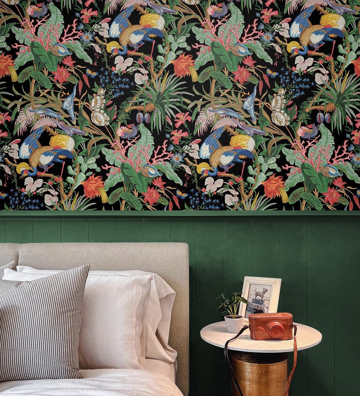 NextWall Ebony Tropical Canopy Peel and Stick Wallpaper