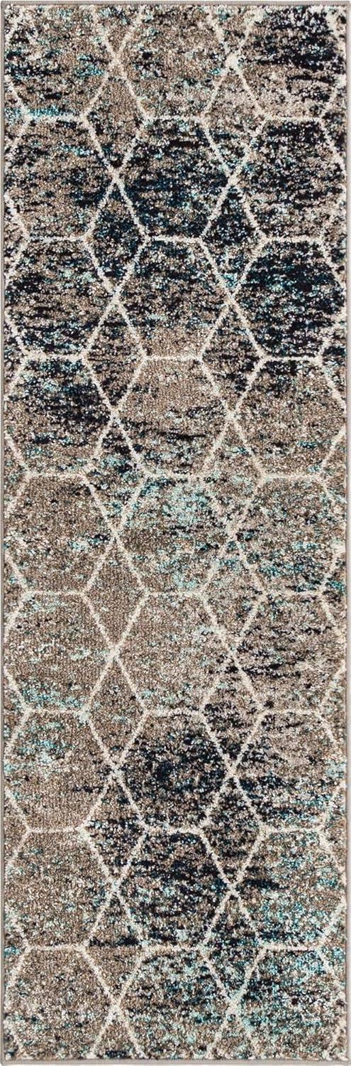 Unique Loom 2' 0 x 6' 0 Trellis Frieze Geometric Blue Multi Area Rug