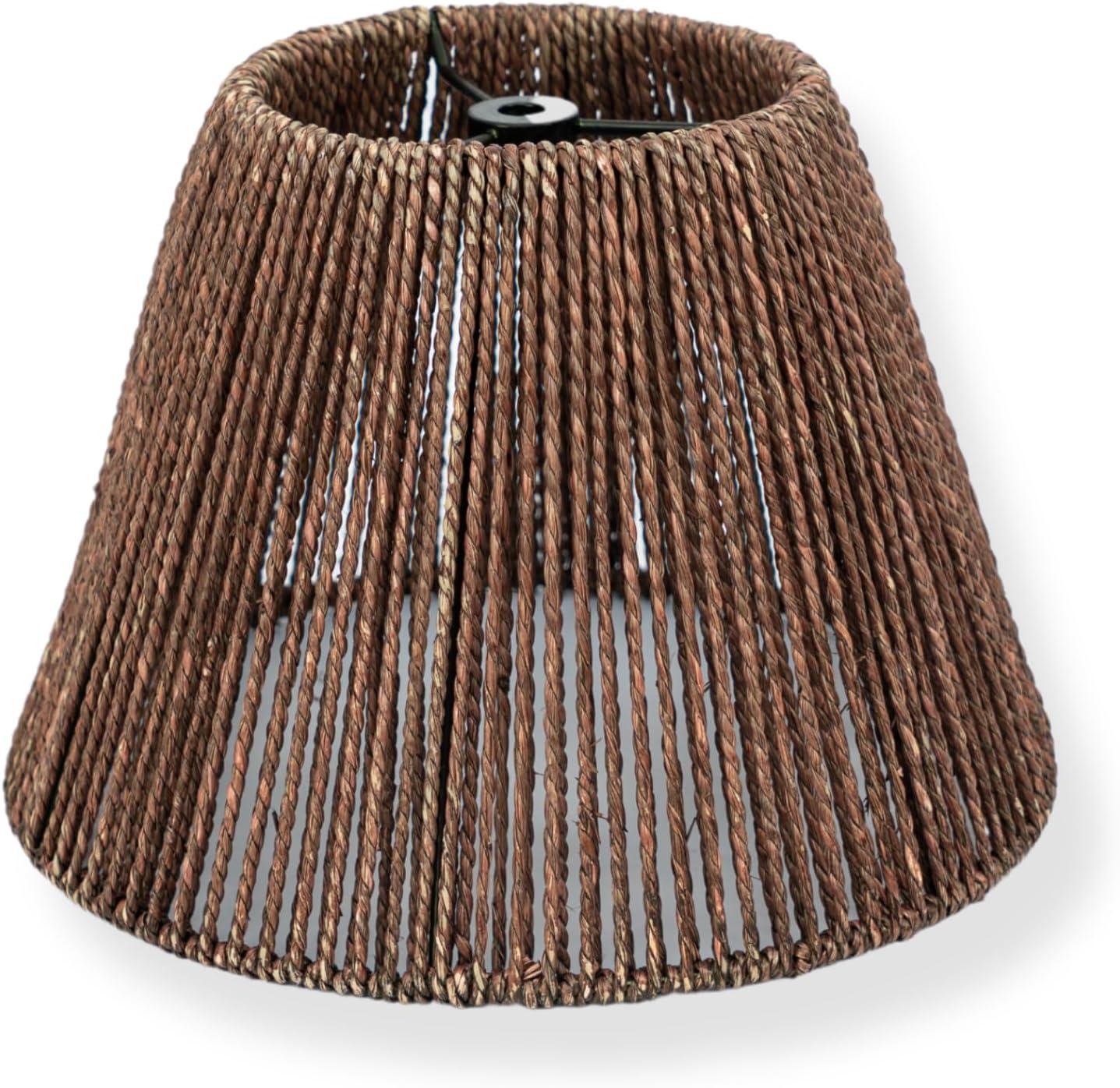 Bayou Breeze Bayou Breeze Farmhouse Water Hyacinth Drum Lamp Shades for Table Lamps, Wicker Pendant Light Shade Replacement, Rustic Light Fixture Cover, Woven Chandelier Replacement Shades for Living Room, Kitchen, Desk Decor, Spider Fitter