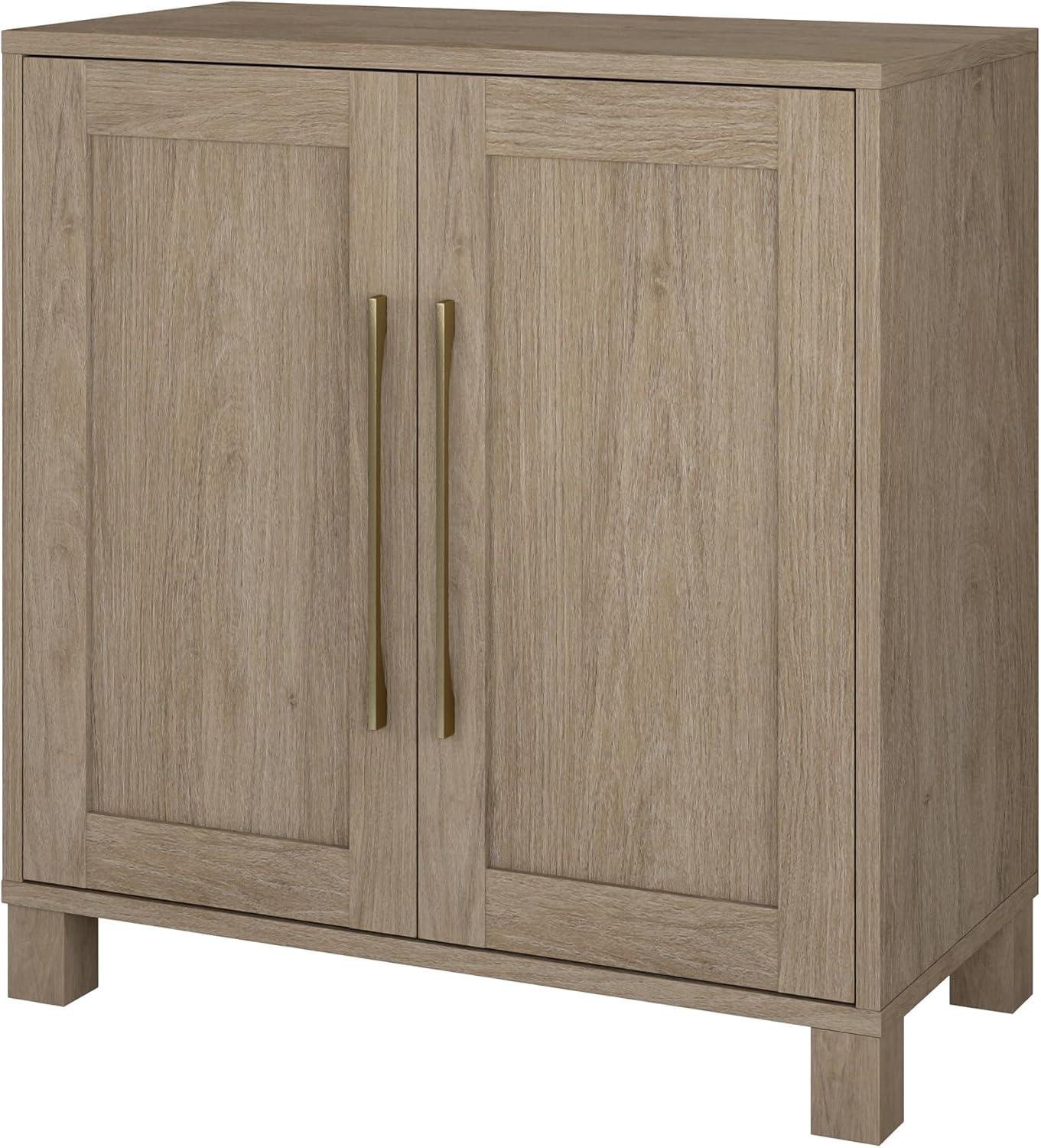 Evelyn&Zoe Chabot 28" Wide Rectangular Accent Cabinet, Antiqued Gray Oak