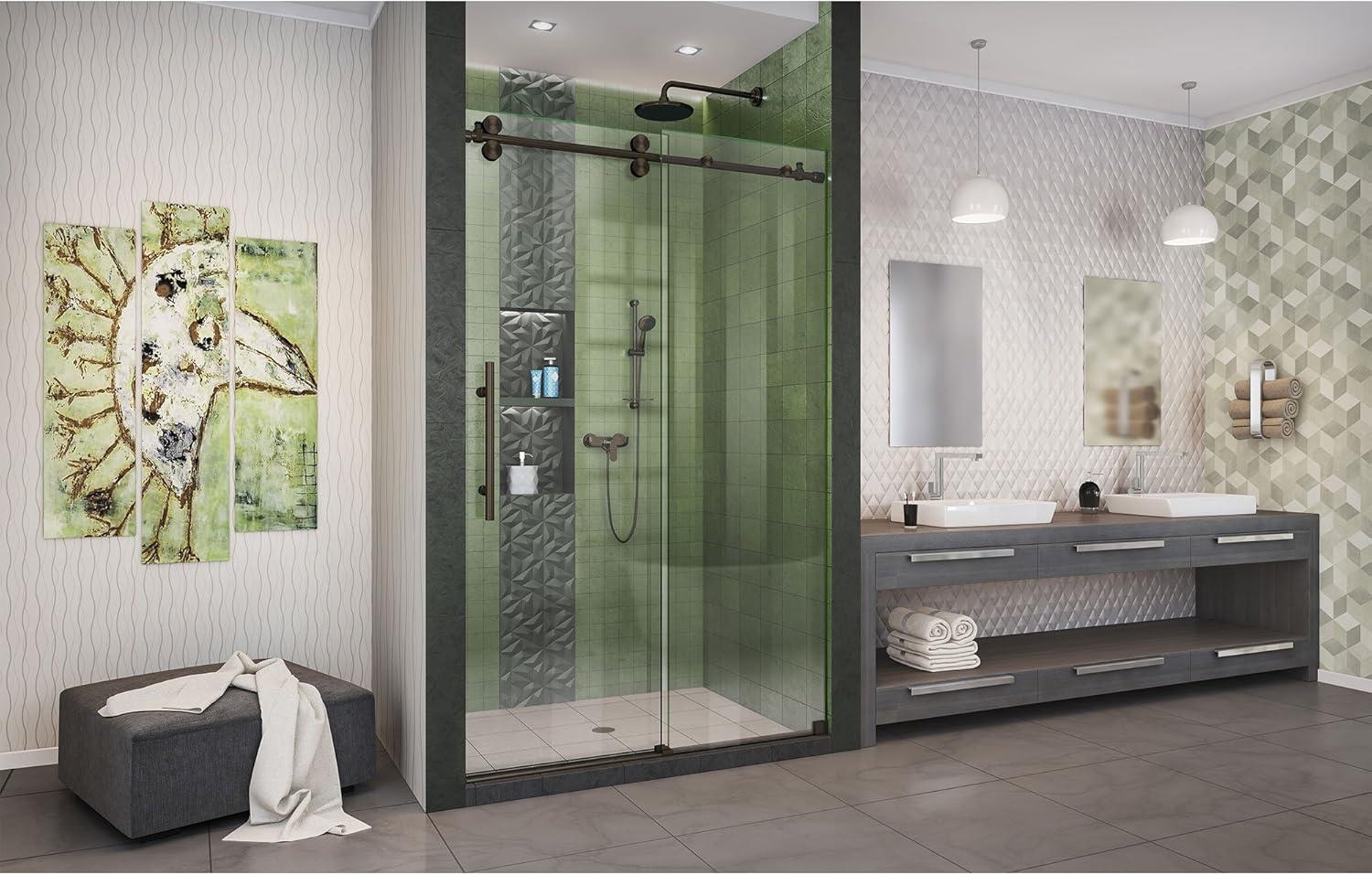 Enigma-XO 44" W x 76" H Single Sliding Frameless Shower Door with ClearMax™ Technology