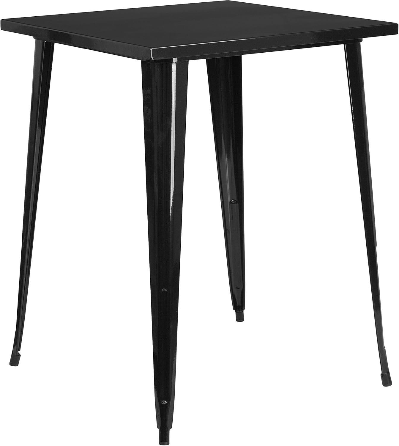 Emma and Oliver Commercial Grade 31.5" Square Black Metal Indoor-Outdoor Bar Height Table