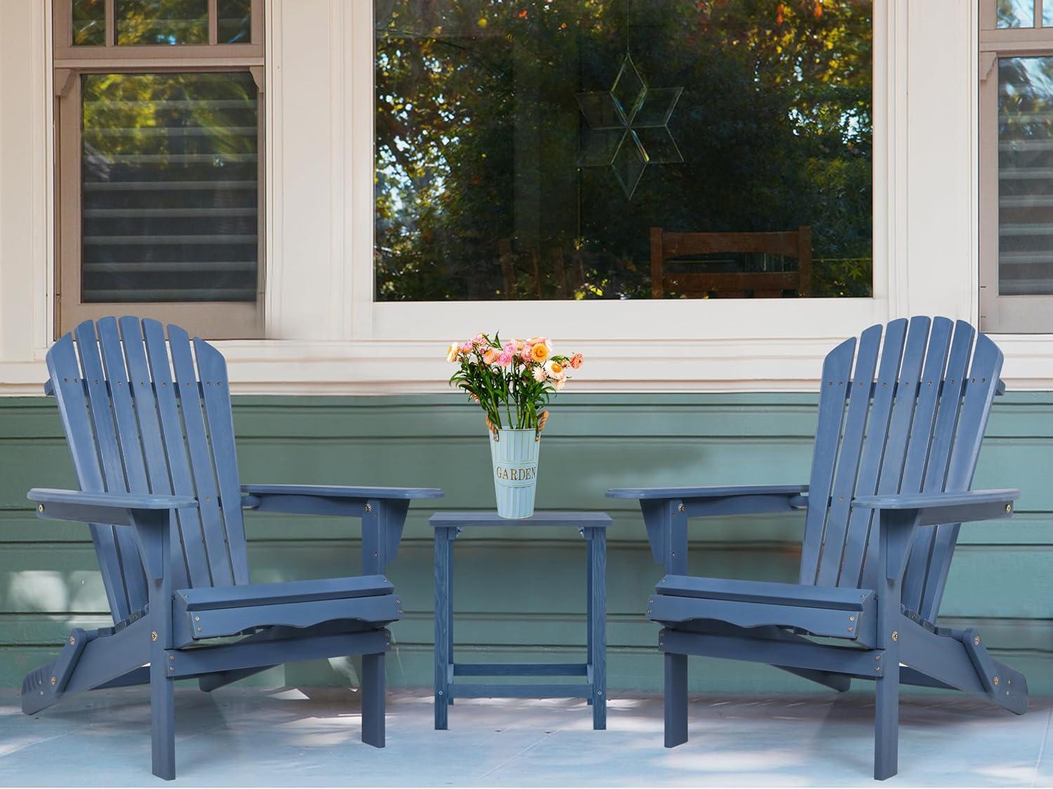 Wooden Folding Adirondack Chair, Half Pre-Assembled Wood Patio Lounge Chair for Outdoor Garden Backyard Porch Pool Deck Firepit