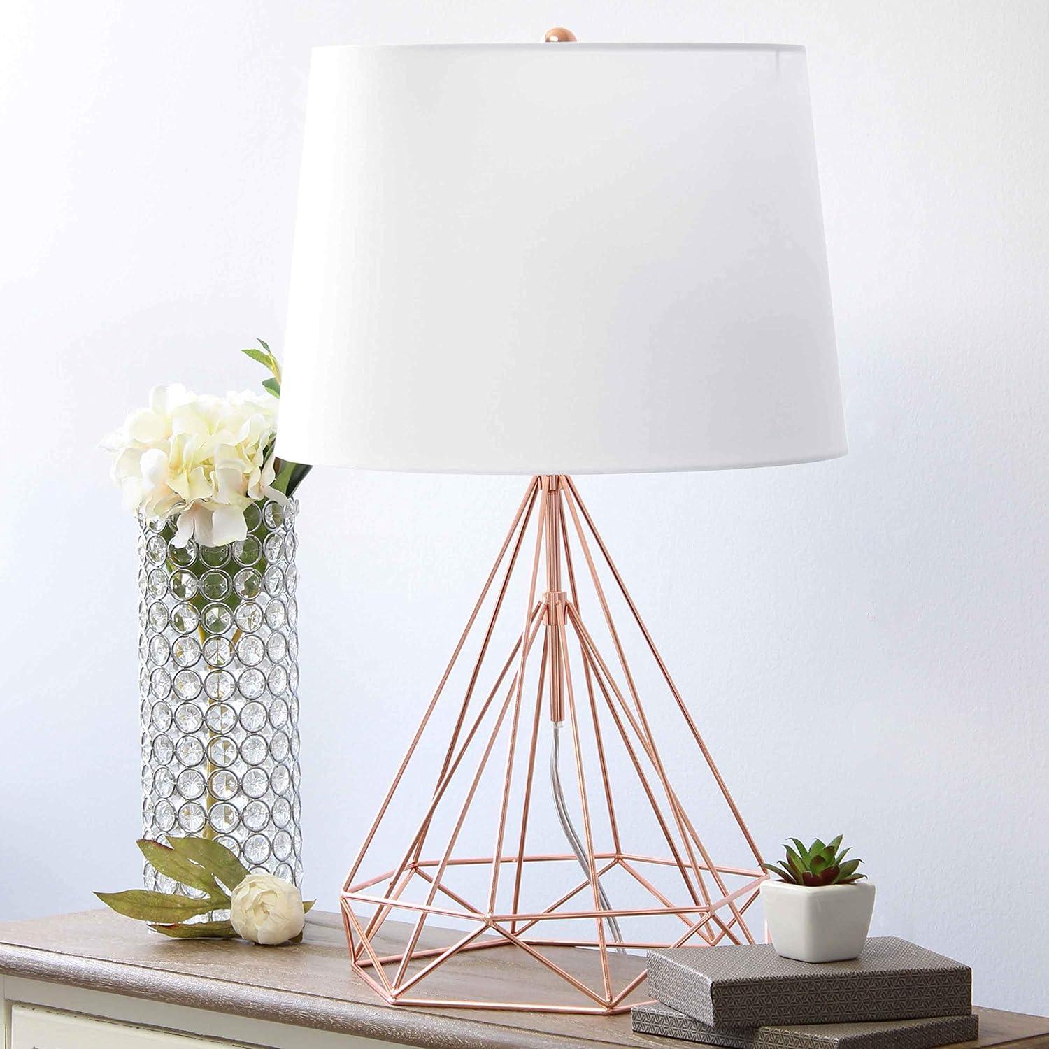 Elegant Designs Wired Metal Table Lamp, Rose Gold