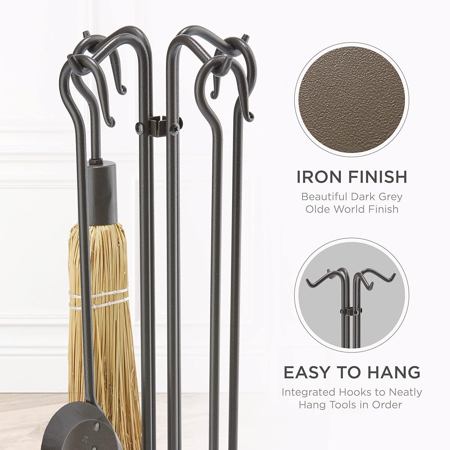 UniFlame 5 Piece Olde World Iron Mini Fireset with Crook Handles