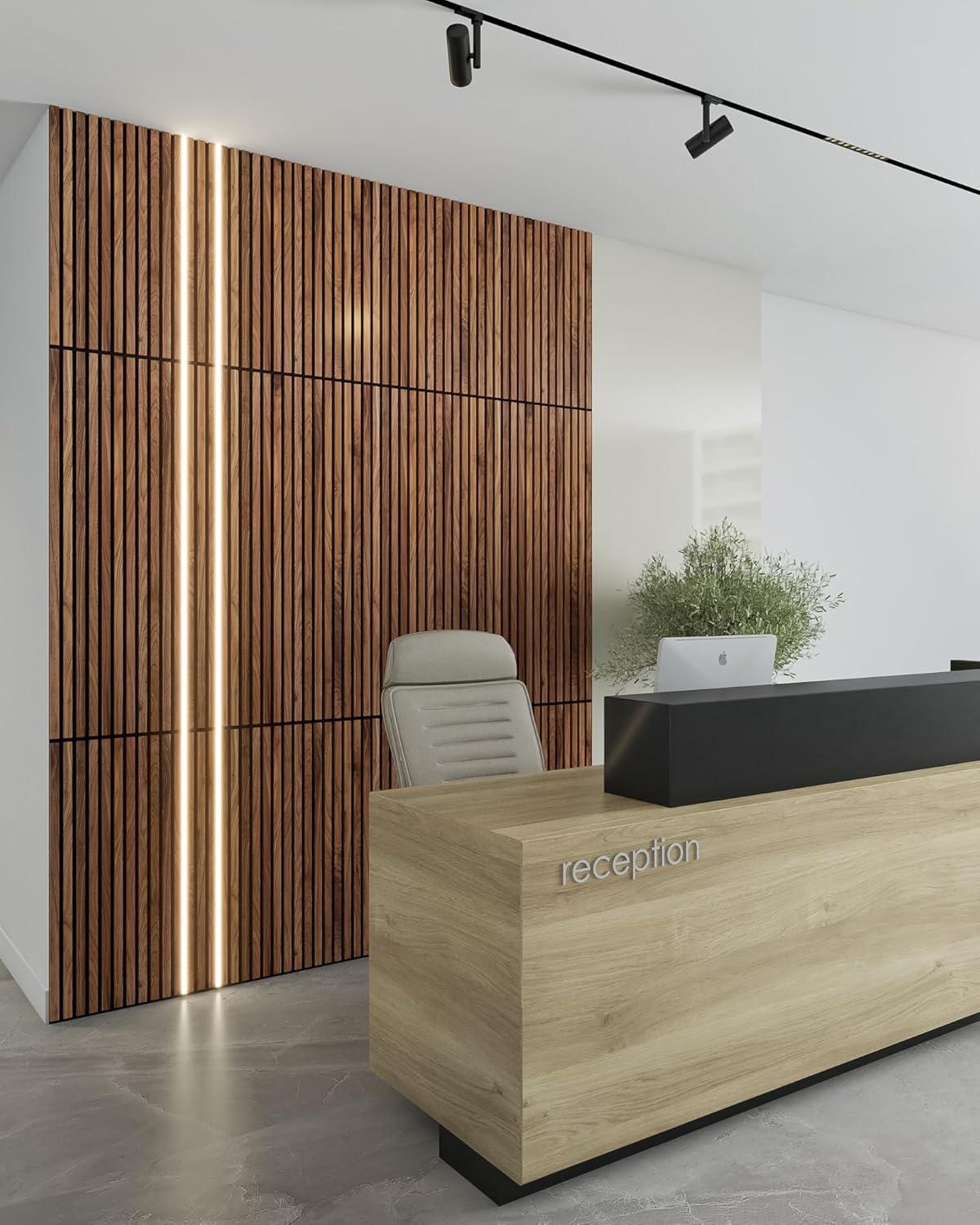 Walnut Solid Wood Acoustic Slat Wall Panels, Set of 2