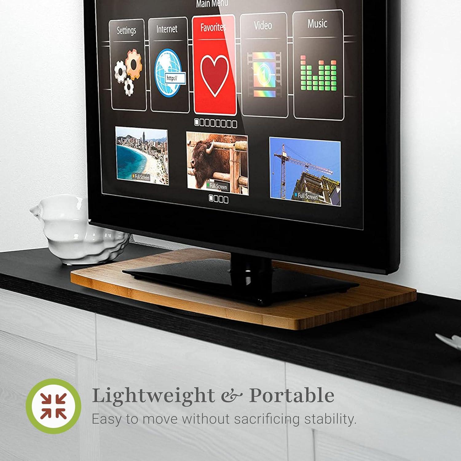 Prosumers Choice | Natural Bamboo TV Swivel Center Stand for TV, 21-Inch Base, Black 360Â° Rotation