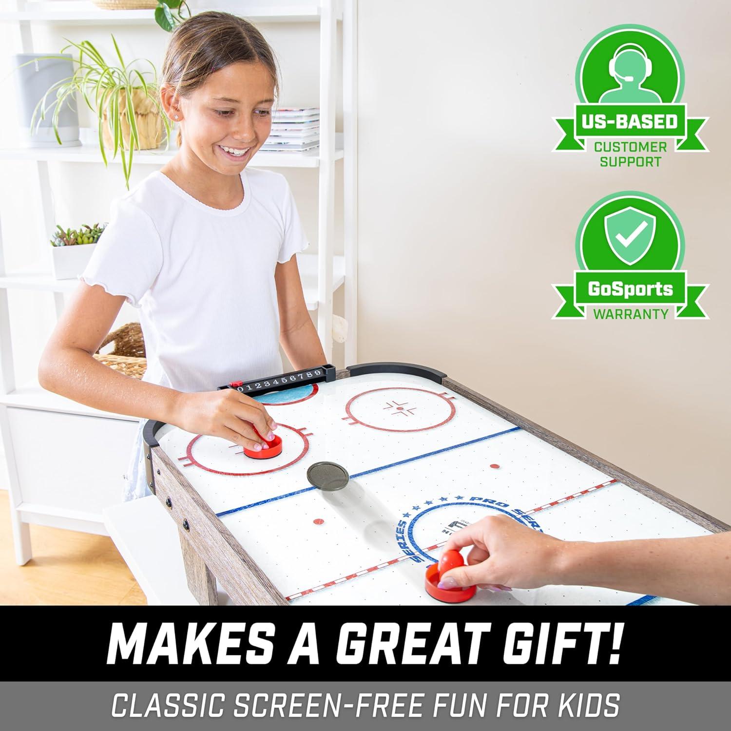 GoSports 40 Inch Table Top Air Hockey Game for Kids - Oak