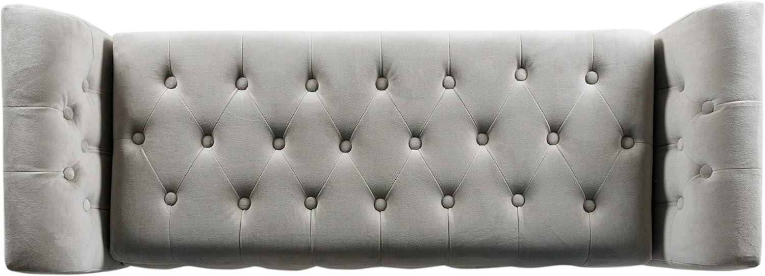 HomePop Velvet Tufted Storage Bench and Settee, 50"W x 18"D x 23"H, Light Gray