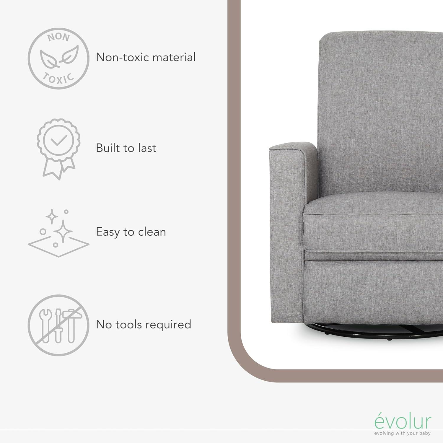 Evolur Greenguard Gold Certified Upholstered Swivel Reclining Glider
