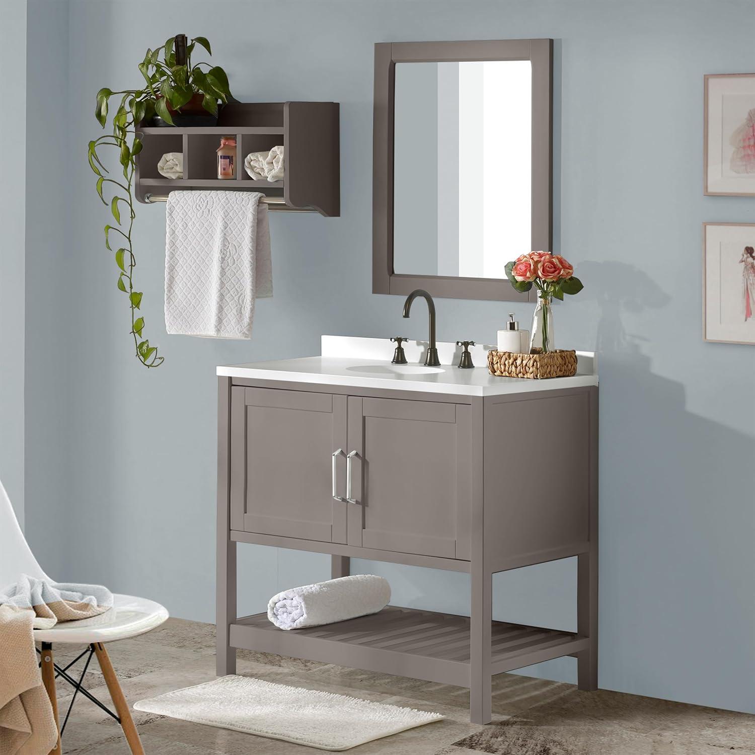 Bennet 36"W Modern Shaker Soft Close Doors Vanity Cabinet With Open Storage Shelf