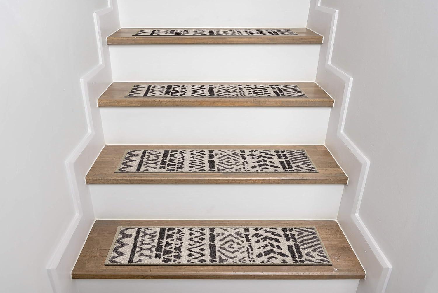 World Rug Gallery Bohemian Design Geometric Non-Slip Stair Treads