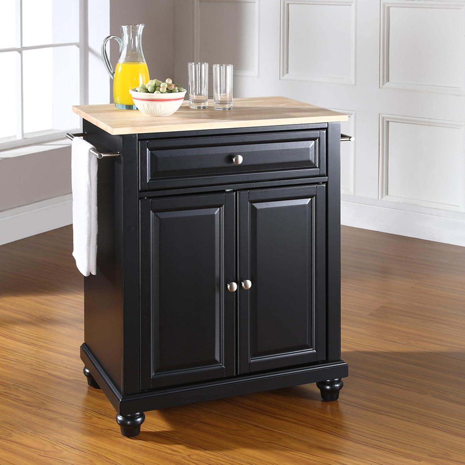 Crosley Brands Cambridge Wood Top Portable Kitchen Island/Cart Black/Natural