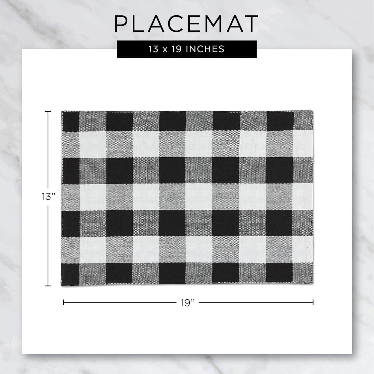 Modern Fall Plaid Cotton Placemat Set, 13x19, 4 Count