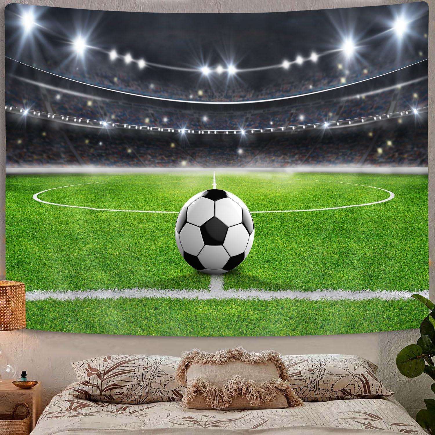 Creowell Soccer Decor Tapestry, Football Sports Tapestry Wall Hanging for Boys Bedroom, Small Tapestries Poster Blanket College Dorm Home Decorations  40x60inch