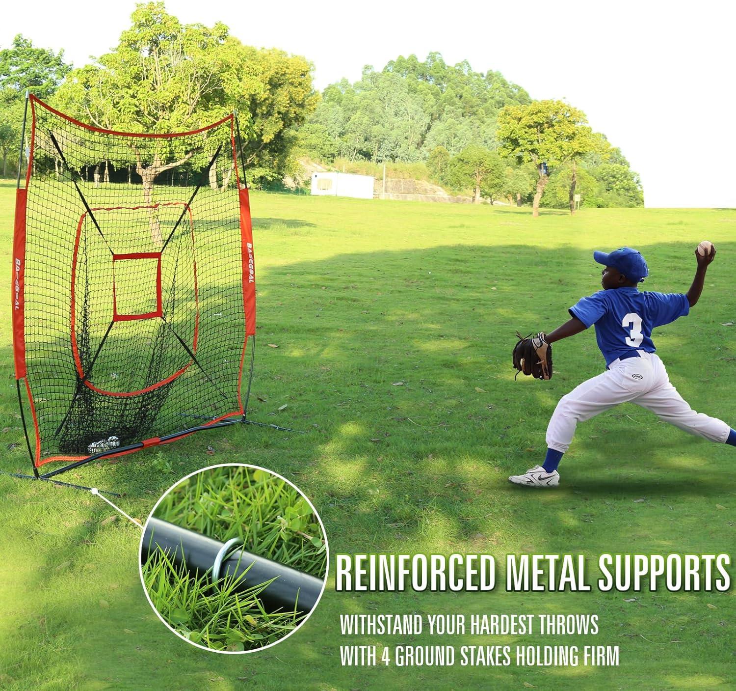 Zeny 7' x 7' Baseball Softball Practice Net Hitting Pitching Training Net w/Strike Zone,Bow Frame & Carry Bag