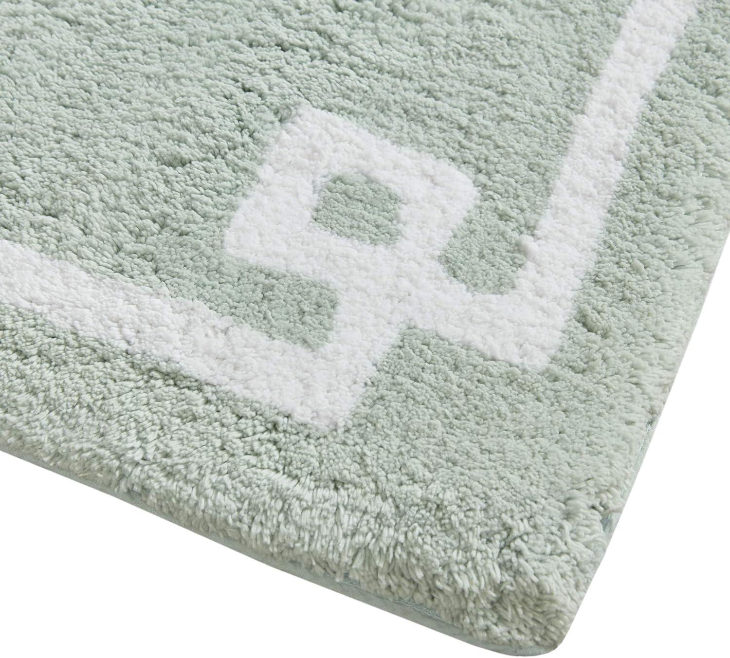 Madison Park Soft Bath Rug, Skid Resistant Bathroom Rug, 100% Cotton Bath Mat for Bathroom, Machine Washable Floor Rug, Seafoam, 24"x72"