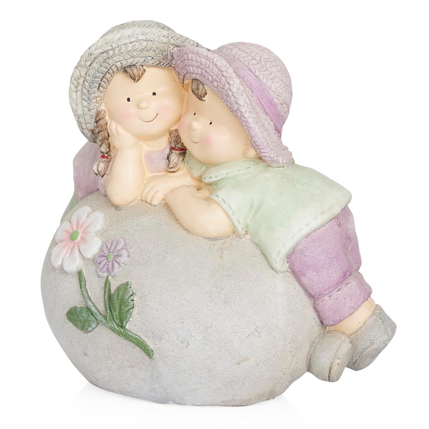 Alpine 11"H Children Leaning on Stone Garden Statue