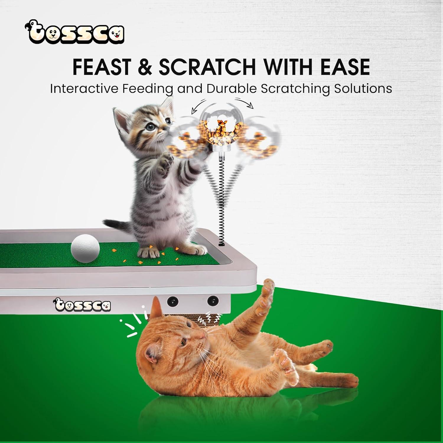 8 in 1 Cat Golf Table Set | Cat Tree Tower with Scratching Post, Catnip Pillows, Feather Teaser Wand, Feeder, Cat Furniture for Indoor Cats
