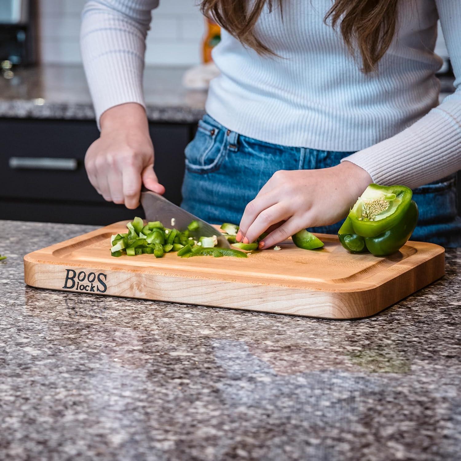 John Boos Boos Block Prestige Series Large Reversible Wood Cutting Board, 1.25-Inch Thickness, 22" x 16" x 1 1/4", Maple