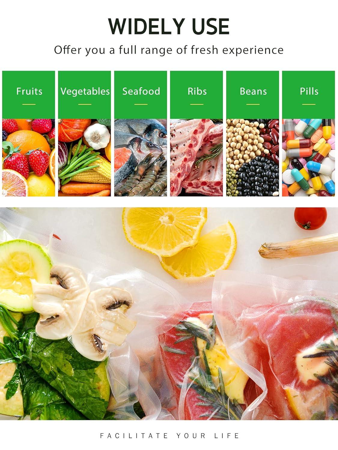 Syntus Vacuum Sealer Bags, 2 Rolls 8" x 50' Commercial Grade Bag Rolls, BPA Free Food Vac Bags for Storage, Meal Prep or Sous Vide