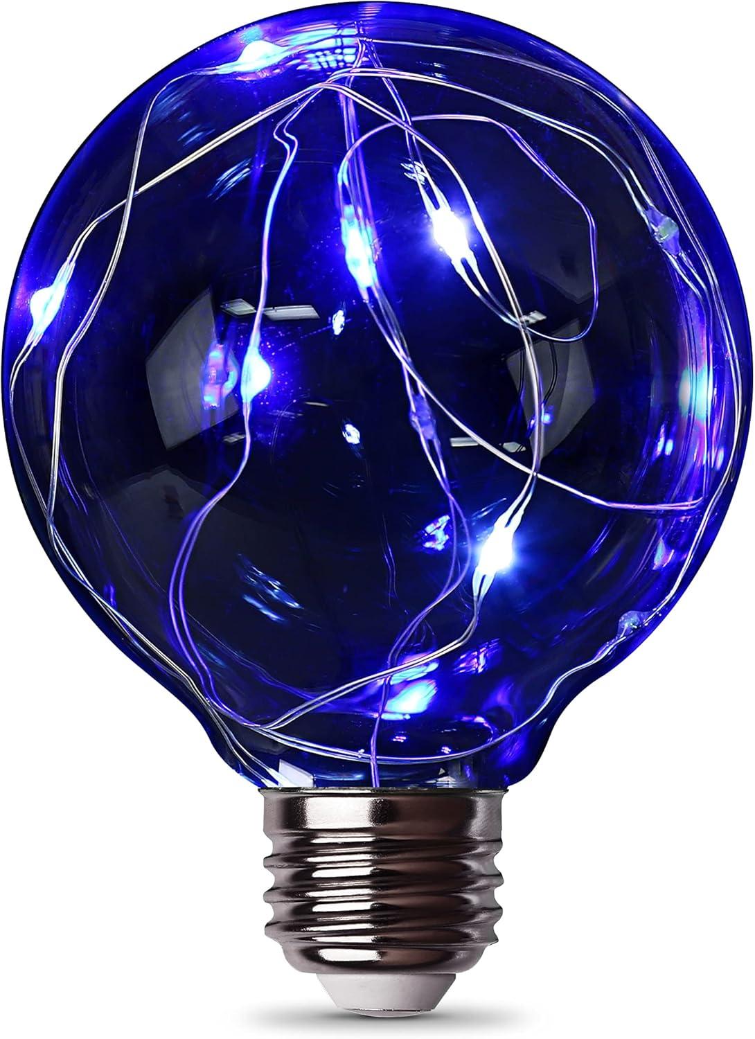 Feit Electric Blue Crackle Glass LED Globe Bulb