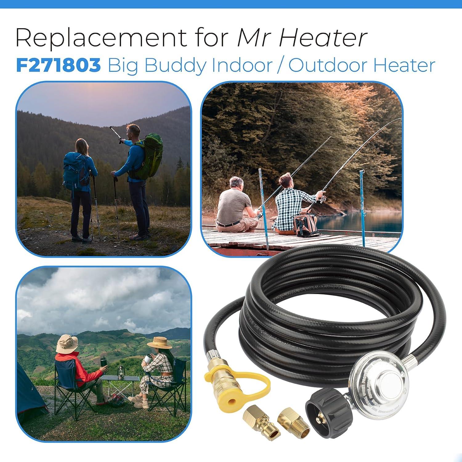 GasSaf 12ft Propane Regulator with Hose, Propane Hose for Indoor/Outdoor Heater -3/8 Quick Connect Disconnect