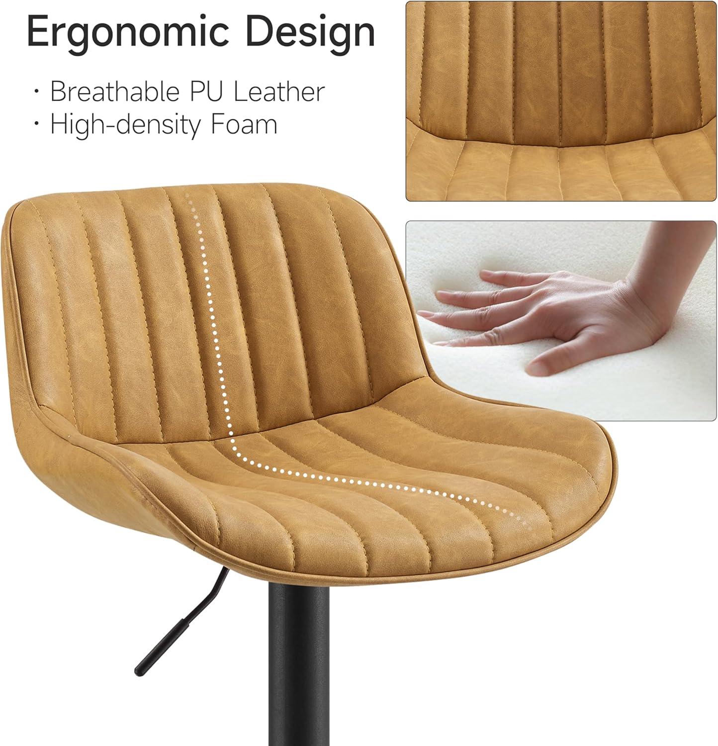 walsunny Swivel Upholstered Adjustable Height Counter Stool with Metal Frame (Set of 2)