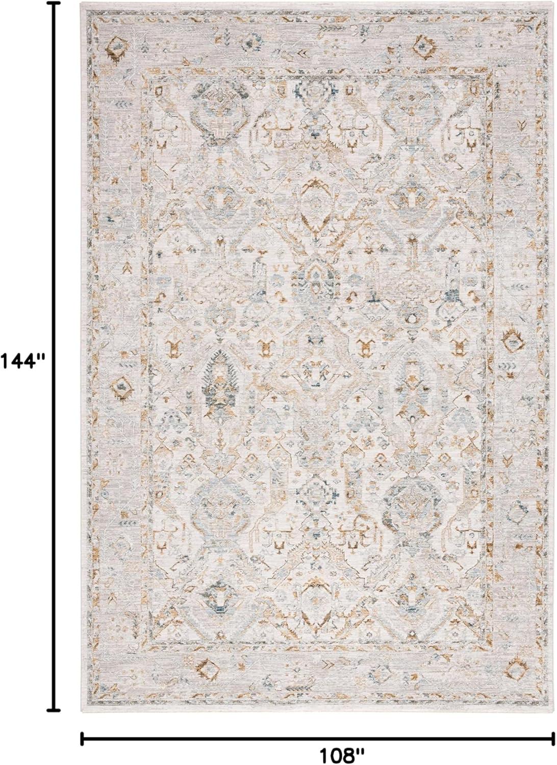 SAFAVIEH Hamilton Leo Oriental Polyester Area Rug, Grey/Blue, 9' x 12'