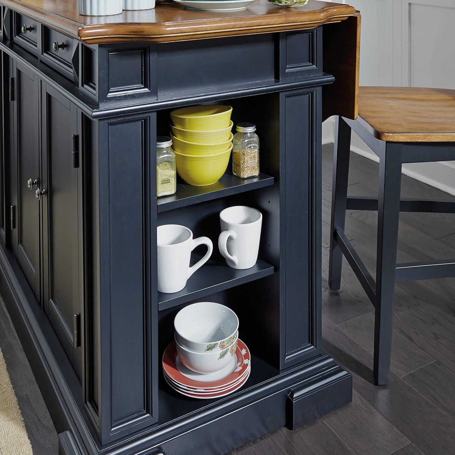 Homestyles Americana Wood Kitchen Island Set in Black