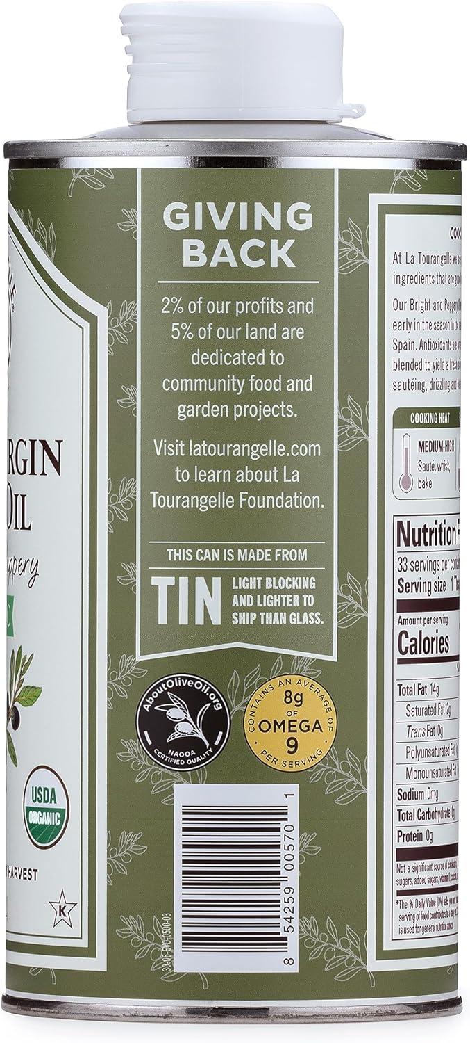 La Tourangelle, Organic Extra Virgin Olive Oil, Cold-Pressed EVOO from Spain, 25.4 Fl Oz – Spanish Olive Oil with Polyphenols for Cooking, Drizzling, Marinades, and Dipping, Rich Flavor