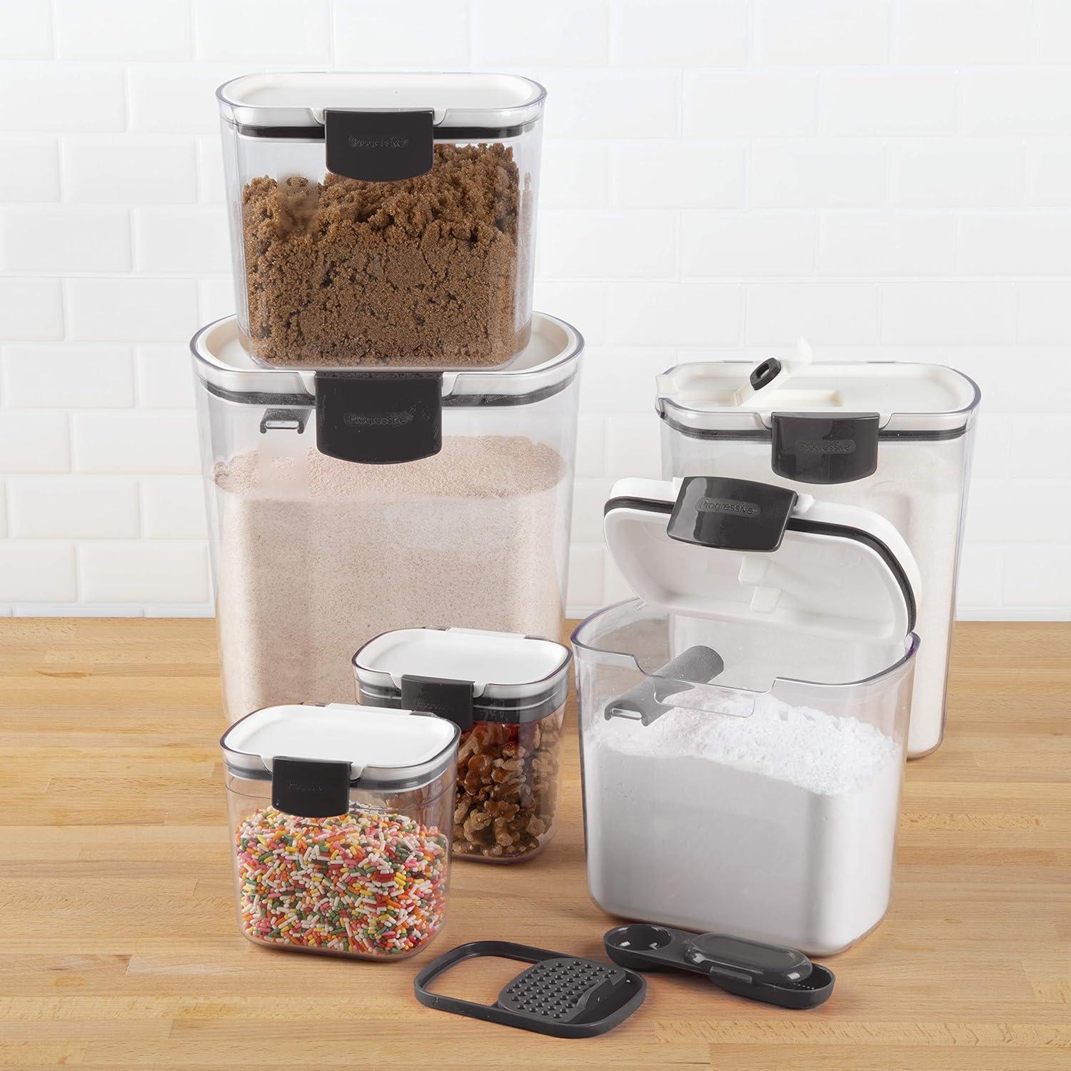 Black Plastic Airtight Kitchen Storage Canister Set, 6-Piece