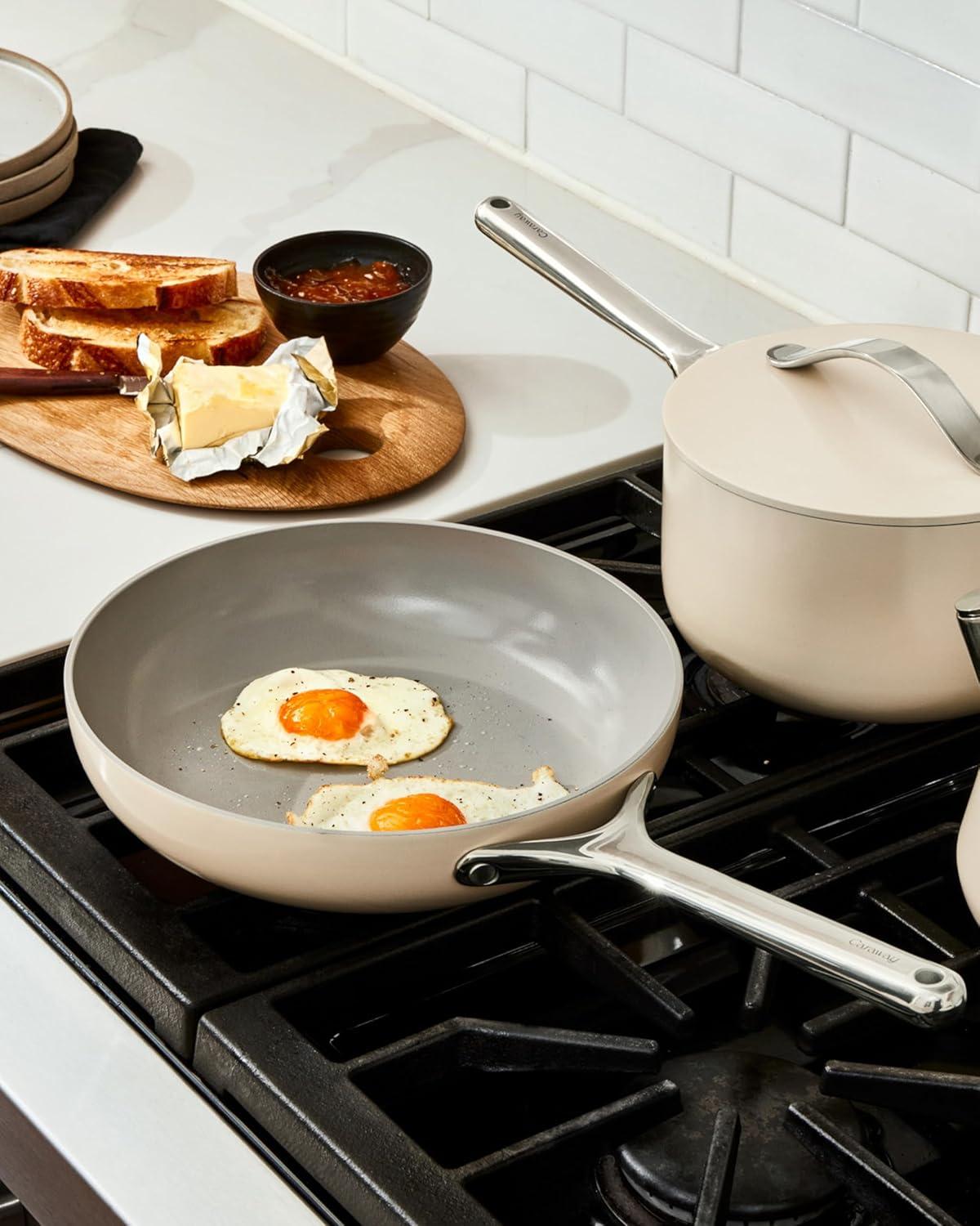 Caraway Home 10.5" Fry Pan Marigold: Nonstick Ceramic, Stainless Steel Handle, Oven-Safe, Induction Compatible