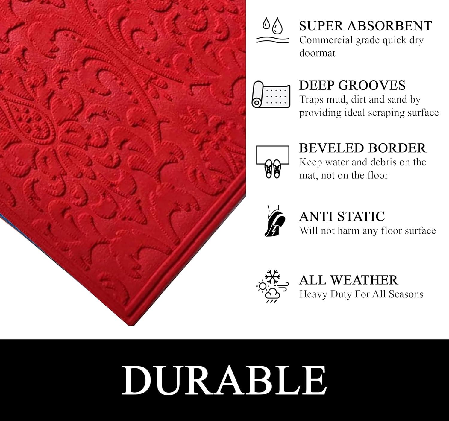 Red Polypropylene Weatherproof Slip-Resistant Outdoor Doormat
