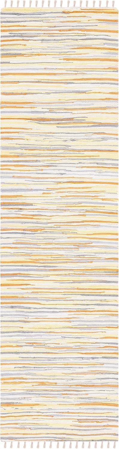 Rag Rug RAR129 Hand Woven Indoor Runner Rug - Gold/Multi - 2'3"x6' - Safavieh.