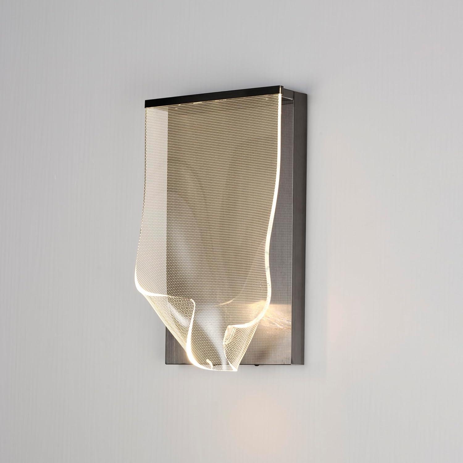 Brushed Gunmetal LED Wall Sconce with Patterned Acrylic Shade