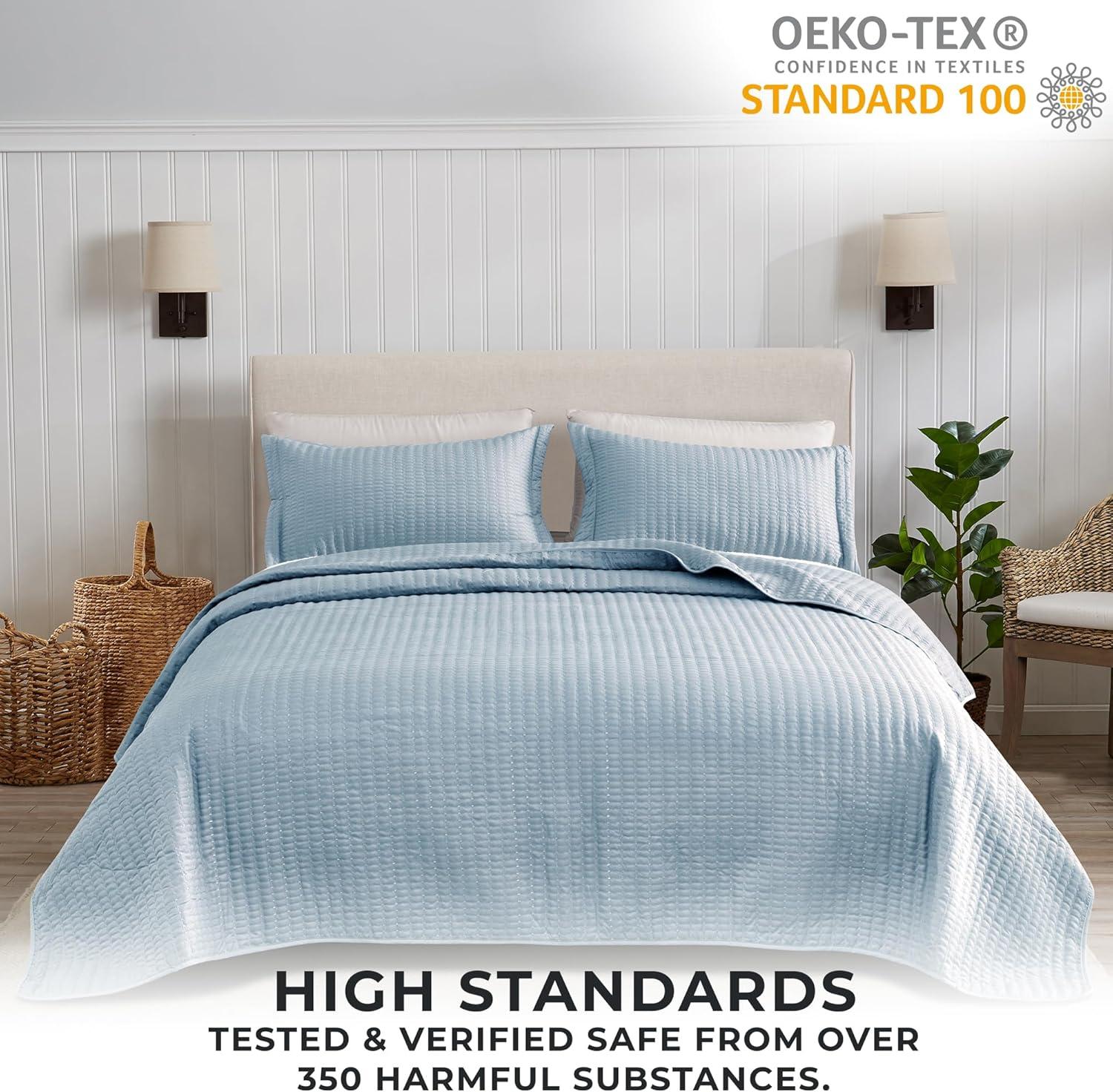 FreshFolds Modern & Contemporary Stripe Stitched Quilt Set with Shams